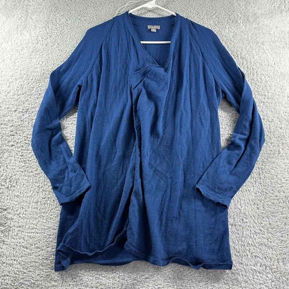 J. Jill Open‎ Cardigan Sweater Womens Plus Medium Blue Lagenlook Merino Wool